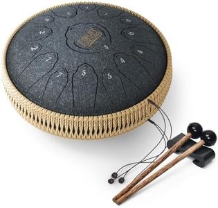 FOUR UNCLES Rain Drum For Outside, Steel Tongue Drum 15 Notes 13 Inch Hand Pan Drums with Travel Bag Sticks Music Book Mallets, C Major Musical Instruments for Entertainment Meditation Yoga Zen Gifts