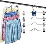 Zober 4-Tier Skirt Hangers with Clips - Metal, Non-Slip Space Saving Pants Hangers W/Adjustable Clips & Swivel Hooks - Skirt Hangers for Women (1-Pack)