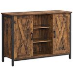 VASAGLE Buffet Table, Sideboard, Storage Cabinet with Cupboard and Shelves, Barn Doors, for Dining Room, Kitchen, Living Room, Hallway, Industrial, Rustic Brown and Black LSC098B01