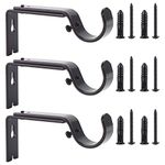 Ycolnaefllr Set of 3 Oil Rubbed Bronze Adjustable Curtain Rod Brackets Rod Holders Heavy Duty Curtain Rod Hanging Brackets for 1 Inch Rod