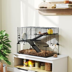 PawHut 3-Tier Glass Hamster Cage – Spacious Small Pet Habitat
