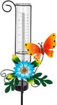 Venniy Rain Gauge Outdoor,Rain Gauges,Glass Decorative Rain Guage with Metal Stake for Garden Yard Lawn Decor,Butterfly