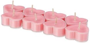 Amazon Brand - Solimo Heart Tealight Candles | Smokeless | No Residue | 4 Hours Burn Time (Set of 8, Rose)