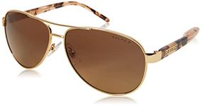 Ralph by Ralph Lauren Women's RA4004 Sunglasses, Shiny Gold/Polarized Yellow Gradient Brown, 59 mm