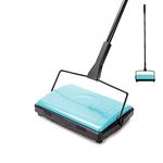 Yocada Carpet Sweeper Cleaner for Home Office Low Carpets Rugs Undercoat Carpets Pet Hair Dust Scraps Paper Small Rubbish Cleaning with a Brush Blue