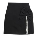 Hopscotch Girls Above Knee Bow Applique Skirt In Black Color For Ages 7-8 Years