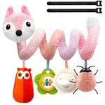 MONSTIME Car Seat Toys Newborn Toys, Stroller Toys Baby Toys 0-3 Months Infant Toys, Baby Toys for Carseat Stroller Crib with Music Rattles Teether, Baby Toys for 0 3 6 9 12 Boys Girls Enfants (Pink)