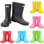 Zorax - UK1 Adult - EU32 - Black Girls Boys Waterproof Non-Slip Kids Motorbike Rain Boots Kids Rain Shoes Wellies Unisex Children Wellington Boots