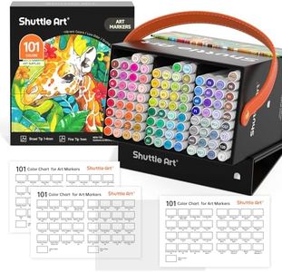 Shuttle Art 100 Colours Alcohol Markers, Dual Tip Art Markers Plus 1 Blender Art Pens for Drawing, Sketching Highlighting, Marker Pens with Carrying Case for Artists and Adult Colouring Manga Design