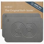Dorai Home Bath Stone Mat 23.6"x15.4"| Luxury Diatomite Stone Bath Mat |Quickly Removes Water | Non-Slip, Quick-Dry Stone Bath Mat for Bathroom | Zen Slate - 2 Pack