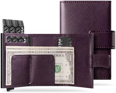 VULKIT Pop Up Wallet, Leather Automatic Credit Card Holder Wallet RFID Blocking Bifold Pocket Wallet with Banknote Slot for Women Men