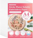 NEBURORA Printable Water Soluble Stabilizer for Embroidery 20 Pcs 8.2"x 11.6" Sticky Embroidery Paper Wash Away Embroidery Dissolvable Backing for Hand or Machine Sewing Supplies