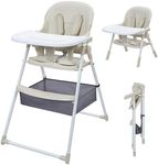 GarveeLife 4 in 1 Baby High Chair, High Chairs for Babies and Toddlers, Portable Feeding and Eating Seat, Foldable Highchair Ultra Compact High Chair, Khaki