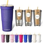 Frost Buddy Togo Buddy 30 oz Stainless Steel Vacuum Insulated Tumbler To Go Coffee Cup - Iced Coffee Cups, Iced Coffee Sleeve, Travel Mug, Thermal Cup for Hot & Cold Drinks, Dunkin Cup (Purple Glitz)