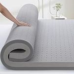 BedStory Mattress Topper Twin, Gel Memory Foam Mattress Topper 4 Inch 2 Layer Charcoal Foam Mattress Topper for Support Pressure Relieve Breathable with Ventilated Hole CertiPUR-US Certified 38”*74”