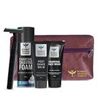 Bombay Shaving Company Gift for Men | Shaving Kit for Men | Charcoal Face Wash, Charcoal Shaving Foam, Post Shave Balm, Razor, Travel Bag |Gifts For Men,Gifts Set For Men