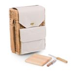 PICNIC TIME Corsica Wine and Cheese Picnic Basket, Wine Tote Bag, Gift for Wine Lovers, (Beige Canvas)