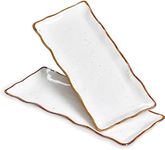 ONEMORE Large Serving Platters, 15 inch Serving Plates Set of 2, Ceramic Platters for Serving Food, Oven Safe Serving Trays and Platters for Entertaining Party, Creamy White