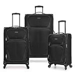 U.S. Traveler Expandable Softside Luggage with Spinner Wheels, Black, 3-Piece Set