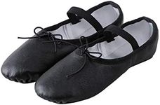 Linodes Genuine Leather Ballet Shoes/Ballet Slippers/Dance Shoes for Women and Girls, Black, 5