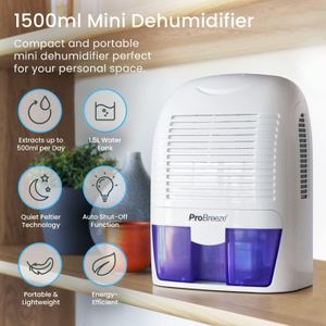 Pro Breeze 1500ml Dehumidifier – Compact Portable Moisture Remover