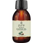 Pure World Natural Castor Oil 100ML Cold, & Freshly Pressed 100% Pure and Undiluted Hexane Free Eyebrows, Nails, Beard, Hair, Eyelash Growth Cruelty Free Food Grade