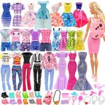 Barwa Lot 15 Items = 5 Sets Fashion Casual Wear Clothes/Outfit with 10 Pair Shoes 23 Accessories for 11.5 Inch 28 - 30 cm Doll Xmas Gift