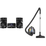 Panasonic SC-UX100E-K Black 300W Mini Hi-Fi System with Bluetooth, USB, CD Player, FM Radio & Amazon Basics Cylinder Bagless Vacuum Cleaner/with HEPA filter for Hardfloor, Carpet & Car