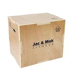 Jac & Mok Wooden Plyo Box - Non-Slip Plyometric Box for Jumping Exercise - Workout Step Platform, Heavy Duty (A. Wood Color - (16/14/12))