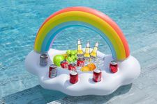 Jasonwell Inflatable Pool Party Cooler - 38" Rainbow Cloud Drink Holder Luau Hawaiian Tropical Beach Themed Party Decorations Blow Up Floating Cooler Outdoor Birthday Supplies for Kids Adults