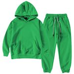 amropi Boy's Hoodie Tracksuit Set Pullover Sweatshirt Jogging Pants 2 Pieces Sweatsuit Green, 7-8 Years