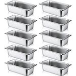 10 Pack Hotel Pans Stainless Steel Steam Table Water Pan 1/3 Size, 0.8 mm Thick Steam Pan Anti Warming Pans for Food Warmer Party Restaurant Catering Supplies, 12.8 x 6.9 Inch (4 Inch Deep)