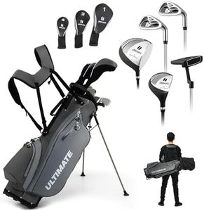 ULTIMATE Men's Golf Club Set, Complete Golf Club Package Set w/ #1 Driver,#3 Fairway Wood w/Headcover,#4 Hybrid,#6/#7/#8/#9 Irons, Pitching Wedge, Putter (Gray w/Bag)