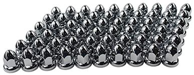 JIUXI ABS Chrome Plastic 33mm Push-on Bullet Flanged Lug Nut Covers for Semi Trucks (Pack of 60)