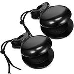 Vaguelly 1 Pair Spanish Castanets Black Wooden Castanets Spanish Hand Percussion Instrument Finger Castanets