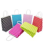 Aakriti Paper Gift Bags with Handles Polka Dot Paper Party Favor Bags for Kid’s Birthday Baby Shower Wedding Festivals Holiday Party (10 x8x3 Inch (Pack of 10), Gift Bags Polka Dot Assorted)