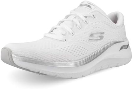 Skechers Women's Arch Fit 2.0 Glow The Distance Slip-On Sneakers, White Mesh/Silver Trim, 6 UK