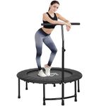 HOMCOM 40'' Fitness Trampoline with Adjustable Handle, Rebounder Trampoline Mini Jumper for Indoor Exercise Workout, Support Up to 100kg, Black