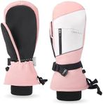 Caracaleap Winter Ski Mittens for Men Women Cold Weather- Warm Snow Mitts Gloves Waterproof & Windproof for Snowboard Snow Sports Pink M-L