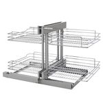 Rev-A-Shelf - 5PSP-18SC-CR - 18 In. Blind Corner Cabinet Pull-Out Chrome 2-Tier Wire Basket Organizer with Soft-Close Slides