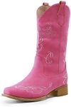 Dream Pairs Women's Cowboy Boots Mid Calf Cowgirl Boots Embroidery Stitched Square Toe Western Boots, Pink, 7