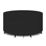 PATIO PLUS Large Round Garden Table Furniture Cover 420D Oxford Fabric Outdoor Patio Circular Set Cover for Chair Set Waterproof, Windproof, Anti-UV, Garden Covers 130x70cm,Black