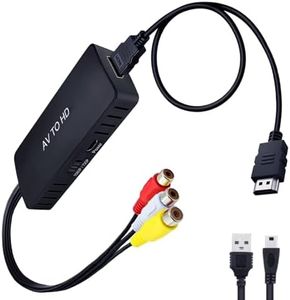 Beigemo AV a HDMI, Adaptador 1080P Compuesto CVBS AV a HDMI - Video Audio Converter Que soporta PAL/NTSC para PC, Ordenador portátil, TV, Wii, Xbox, STB, VHS, VCR