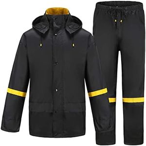 Ourcan Rain Suits for Men Fishing Rain Gear for Men Waterproof Lightweight Rain Coats for Men Waterproof with Hood and Pants (Black, S)