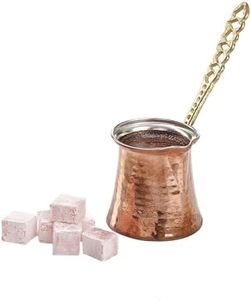 DESTALYA Turkish Coffee Pot | Hammered Copper Cezve, Greek Arabic Coffee Maker with Metal Handle | Stove Top Small Warmer (Copper Coffee Pot)