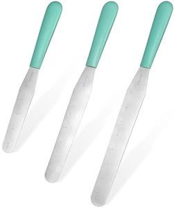 U-Taste Cake Icing Spatulas Set: Straight Decorating Frosting Knife with 6", 8", 10" Thinner Stainless Steel Blade, Flexible Smoothing Spreading Tools with Comfortable PP Handle for Cream (Aqua Sky)