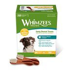 WHIMZEES By Wellness Toothbrush, Month Box, Natural and Grain-Free Dog Chews, Dog Dental Sticks for Medium Breeds, 30 Pieces (One Month Supply), Size M