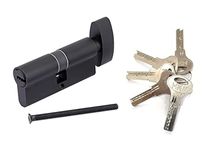 MHS Accessories of Mortise Handle Lock Fittings for Wooden Door (60 mm Cylinder with 5 Ultra Keys, Black Matt Finish)