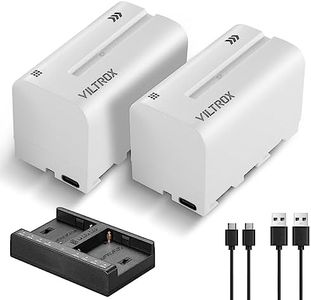 VILTROX NP-F750 Recargable Li-Ion Batería de Repuesto de 2 Piezas y Cargador Smart LED Dual USB-C para Sony NP-F970 F960 F950 F770 F750 F570 F550 Compatible Godox Neewer Camcorder/Monitor/Camera