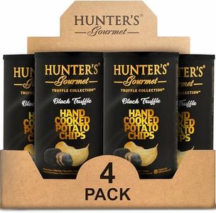 Hunter's Gourmet Potato Chips | Hand-Cooked | Lactose-Free | No Artificial Colors | Halal | Made in a Nut-Free Facility | Black Truffle Chips | Vegan | Gluten-Free Snacks | Pack of 4 | 150g